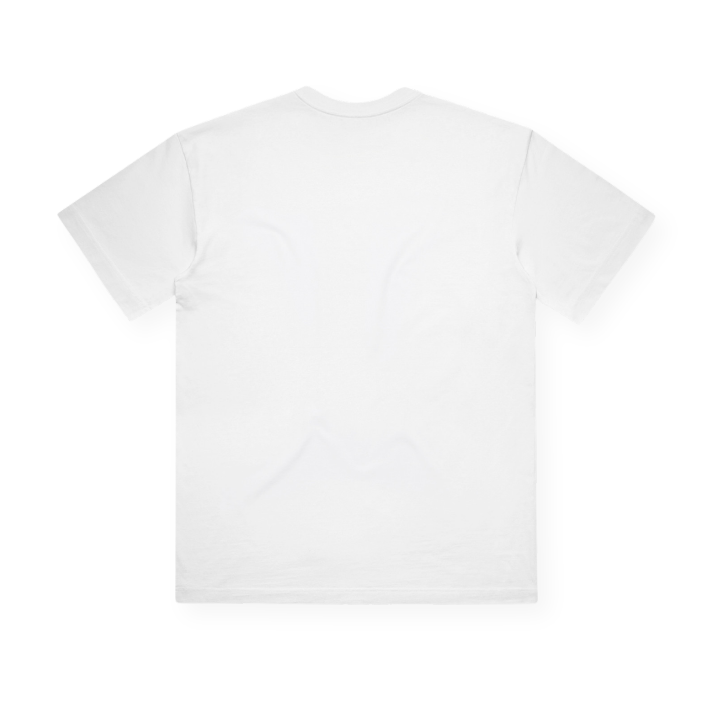 PSF Collective A 90′s Neon Box Tee is laid flat, shown from the back. The smooth white fabric features no visible logos, designs, or textures, and the plain white background seamlessly blends with the shirt’s color for a simple, unadorned look. Designed for the Unwind