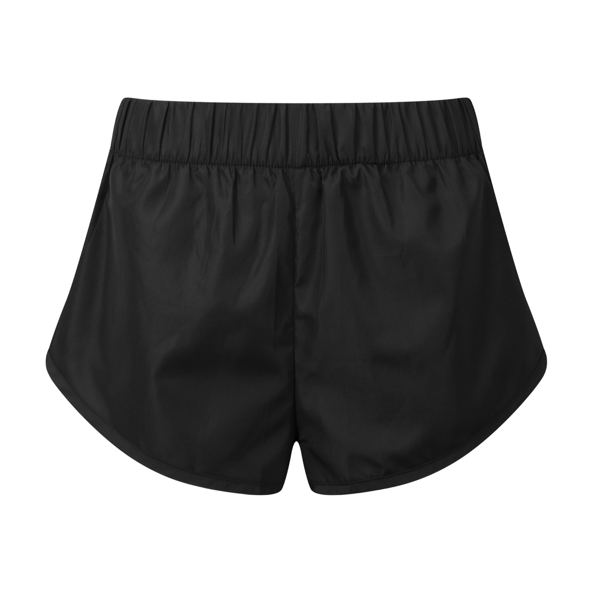 PSF Collective Back view of the PSF On Court Womens Active Black Short, featuring an elastic waistband and curved leg hems. Designed for the Unwind